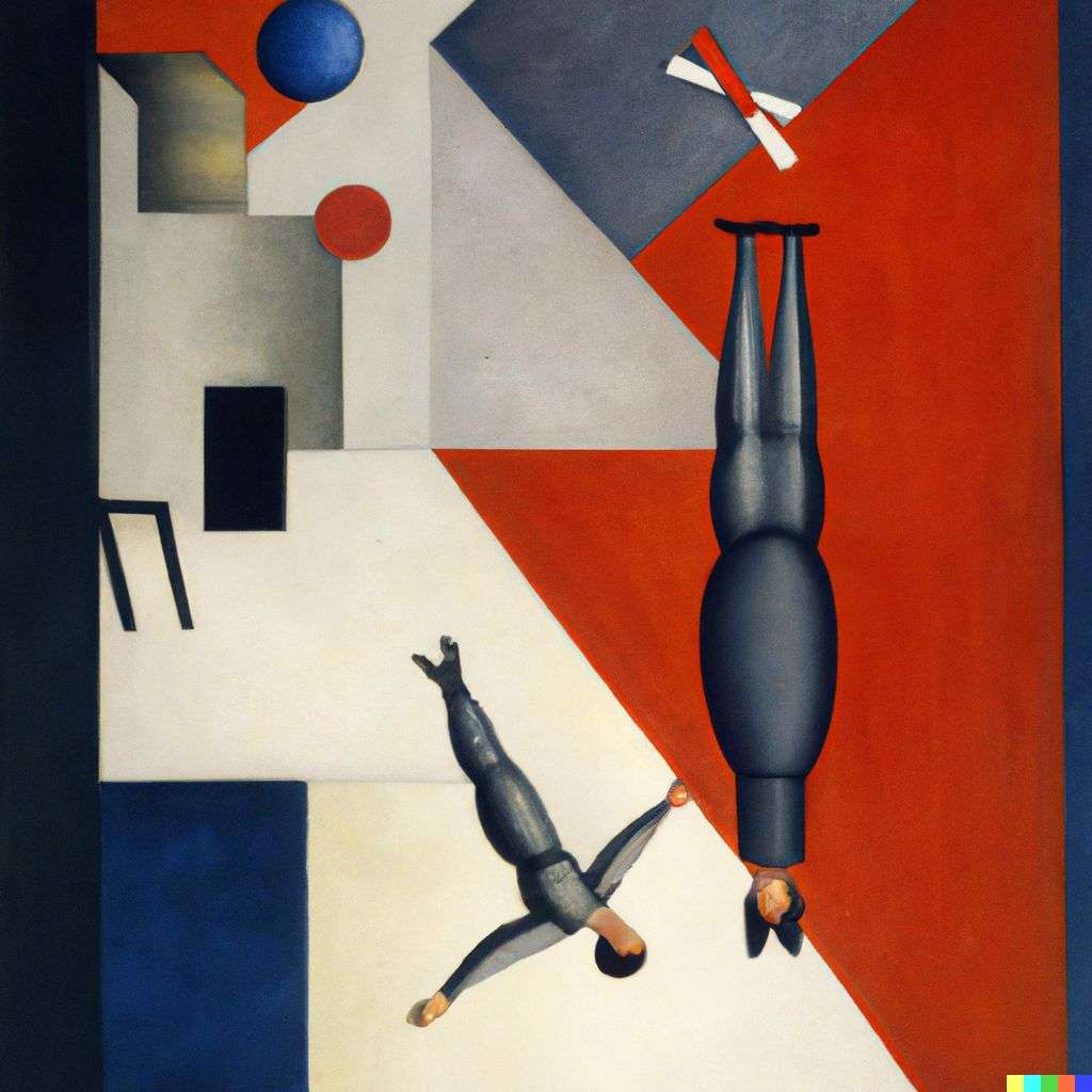 the discovery of gravity, painting by Kazimir Malevich